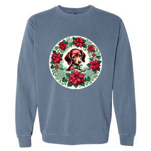 Christmas Dachshund Illustration Festive Doxie Gift Garment-Dyed Sweatshirt