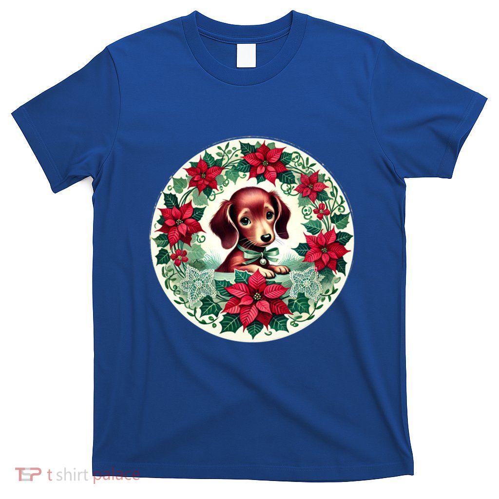 Christmas Dachshund Illustration Festive Doxie Gift T-Shirt