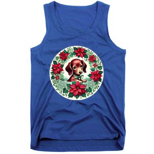 Christmas Dachshund Illustration Festive Doxie Gift Tank Top