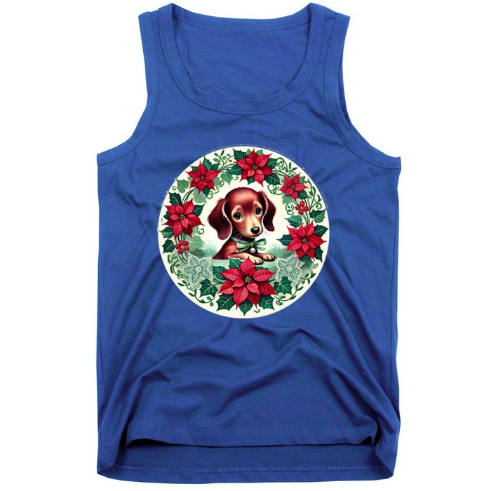 Christmas Dachshund Illustration Festive Doxie Gift Tank Top