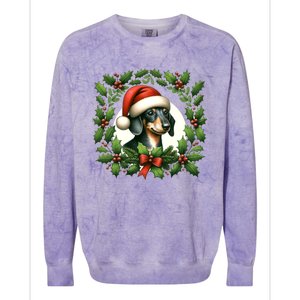 Christmas Dachshund Illustration Festive Doxie Cool Gift Colorblast Crewneck Sweatshirt