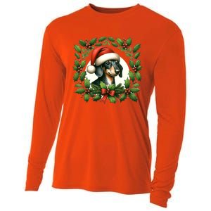 Christmas Dachshund Illustration Festive Doxie Cool Gift Cooling Performance Long Sleeve Crew