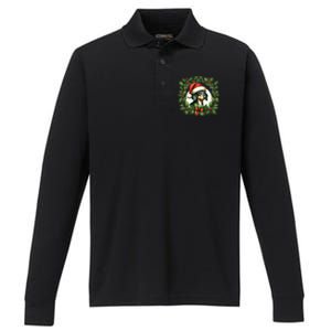 Christmas Dachshund Illustration Festive Doxie Cool Gift Performance Long Sleeve Polo