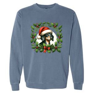 Christmas Dachshund Illustration Festive Doxie Cool Gift Garment-Dyed Sweatshirt