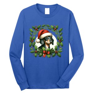 Christmas Dachshund Illustration Festive Doxie Cool Gift Long Sleeve Shirt