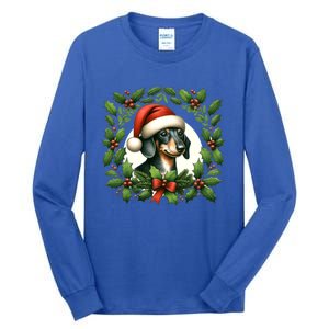 Christmas Dachshund Illustration Festive Doxie Cool Gift Tall Long Sleeve T-Shirt