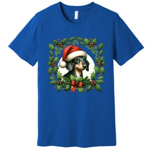 Christmas Dachshund Illustration Festive Doxie Cool Gift Premium T-Shirt