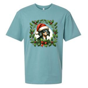 Christmas Dachshund Illustration Festive Doxie Cool Gift Sueded Cloud Jersey T-Shirt