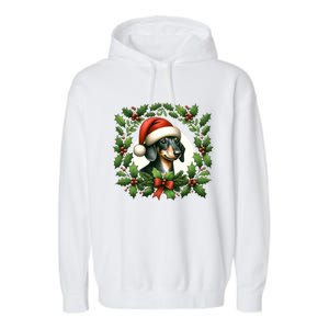 Christmas Dachshund Illustration Festive Doxie Cool Gift Garment-Dyed Fleece Hoodie