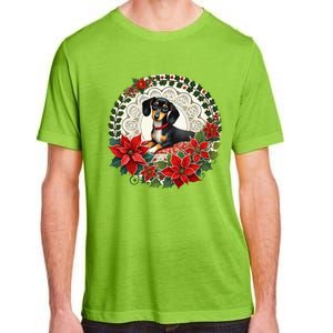 Christmas Dachshund Illustration Festive Doxie Funny Gift Adult ChromaSoft Performance T-Shirt