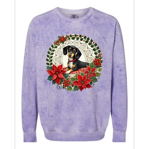 Christmas Dachshund Illustration Festive Doxie Funny Gift Colorblast Crewneck Sweatshirt