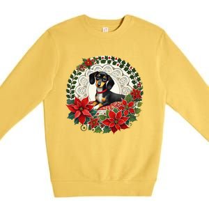 Christmas Dachshund Illustration Festive Doxie Funny Gift Premium Crewneck Sweatshirt