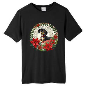 Christmas Dachshund Illustration Festive Doxie Funny Gift Tall Fusion ChromaSoft Performance T-Shirt