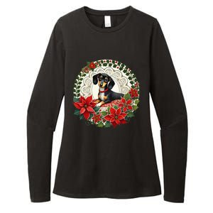 Christmas Dachshund Illustration Festive Doxie Funny Gift Womens CVC Long Sleeve Shirt