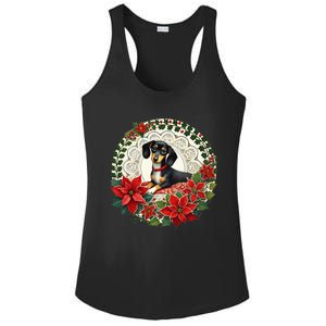 Christmas Dachshund Illustration Festive Doxie Funny Gift Ladies PosiCharge Competitor Racerback Tank