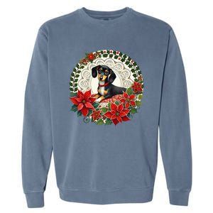 Christmas Dachshund Illustration Festive Doxie Funny Gift Garment-Dyed Sweatshirt