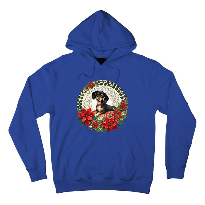 Christmas Dachshund Illustration Festive Doxie Funny Gift Hoodie