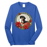 Christmas Dachshund Illustration Festive Doxie Funny Gift Long Sleeve Shirt