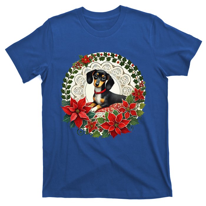 Christmas Dachshund Illustration Festive Doxie Funny Gift T-Shirt