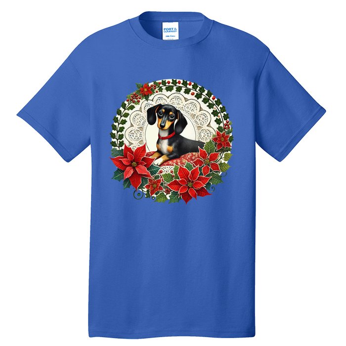 Christmas Dachshund Illustration Festive Doxie Funny Gift Tall T-Shirt