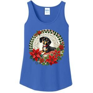 Christmas Dachshund Illustration Festive Doxie Funny Gift Ladies Essential Tank