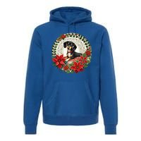 Christmas Dachshund Illustration Festive Doxie Funny Gift Premium Hoodie