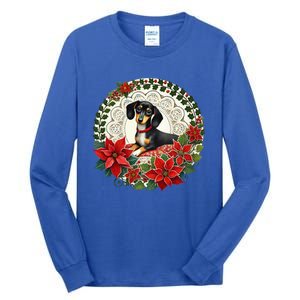 Christmas Dachshund Illustration Festive Doxie Funny Gift Tall Long Sleeve T-Shirt