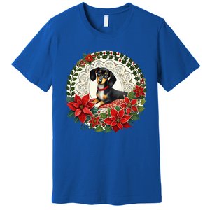 Christmas Dachshund Illustration Festive Doxie Funny Gift Premium T-Shirt