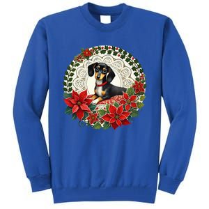 Christmas Dachshund Illustration Festive Doxie Funny Gift Tall Sweatshirt