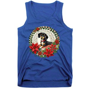 Christmas Dachshund Illustration Festive Doxie Funny Gift Tank Top