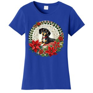 Christmas Dachshund Illustration Festive Doxie Funny Gift Women's T-Shirt