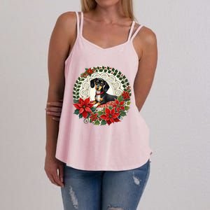 Christmas Dachshund Illustration Festive Doxie Funny Gift Women's Strappy Tank