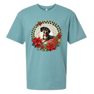 Christmas Dachshund Illustration Festive Doxie Funny Gift Sueded Cloud Jersey T-Shirt