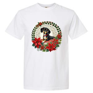 Christmas Dachshund Illustration Festive Doxie Funny Gift Garment-Dyed Heavyweight T-Shirt