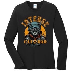 CAT DAD INSTENSE Cats and Kittens Design Ladies Long Sleeve Shirt