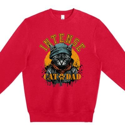 CAT DAD INSTENSE Cats and Kittens Design Premium Crewneck Sweatshirt