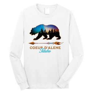 Coeur DAlene Idaho Bear Starry Night Travel Souvenir Long Sleeve Shirt