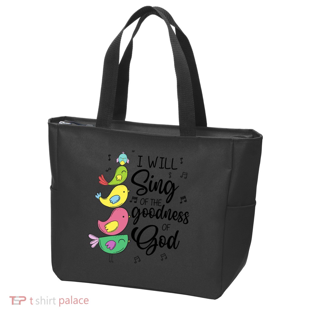 Cute Design I Will Sing Of The Goodness Of God Christian Zip Tote Bag