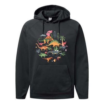 Cute Dinosaurs  Illustration  Dino Collection  Classic Performance Fleece Hoodie