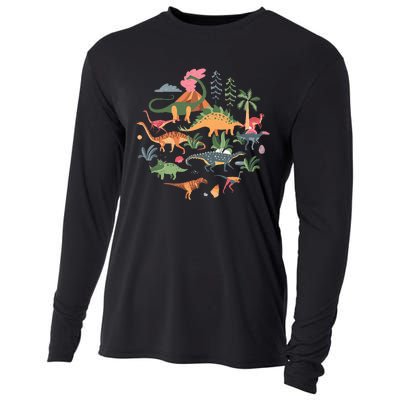 Cute Dinosaurs  Illustration  Dino Collection  Classic Cooling Performance Long Sleeve Crew