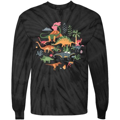 Cute Dinosaurs  Illustration  Dino Collection  Classic Tie-Dye Long Sleeve Shirt