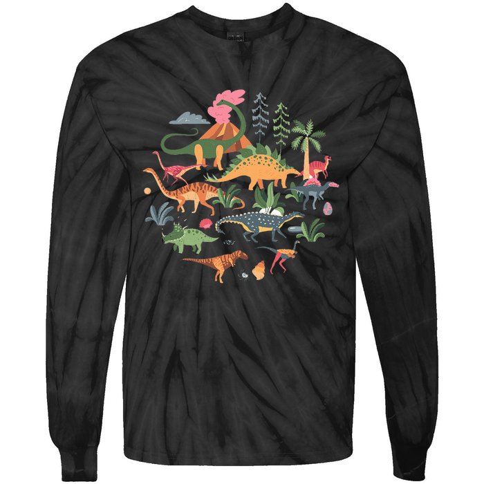 Cute Dinosaurs  Illustration  Dino Collection  Classic Tie-Dye Long Sleeve Shirt