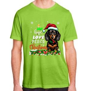 Cute Dachshund Joy Hope Love Peace Christmas Xmas Wiener Dog Adult ChromaSoft Performance T-Shirt