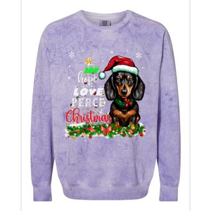 Cute Dachshund Joy Hope Love Peace Christmas Xmas Wiener Dog Colorblast Crewneck Sweatshirt