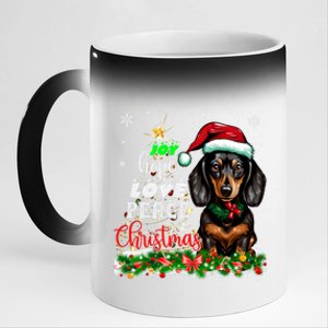 Cute Dachshund Joy Hope Love Peace Christmas Xmas Wiener Dog 11oz Black Color Changing Mug