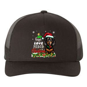 Cute Dachshund Joy Hope Love Peace Christmas Xmas Wiener Dog Yupoong Adult 5-Panel Trucker Hat