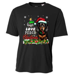 Cute Dachshund Joy Hope Love Peace Christmas Xmas Wiener Dog Cooling Performance Crew T-Shirt