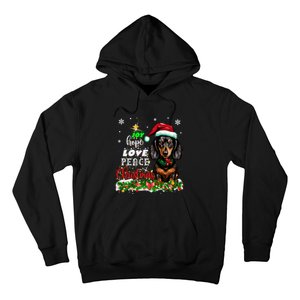 Cute Dachshund Joy Hope Love Peace Christmas Xmas Wiener Dog Hoodie