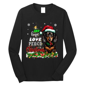 Cute Dachshund Joy Hope Love Peace Christmas Xmas Wiener Dog Long Sleeve Shirt