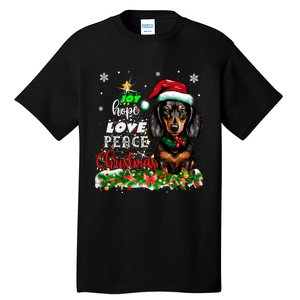 Cute Dachshund Joy Hope Love Peace Christmas Xmas Wiener Dog Tall T-Shirt